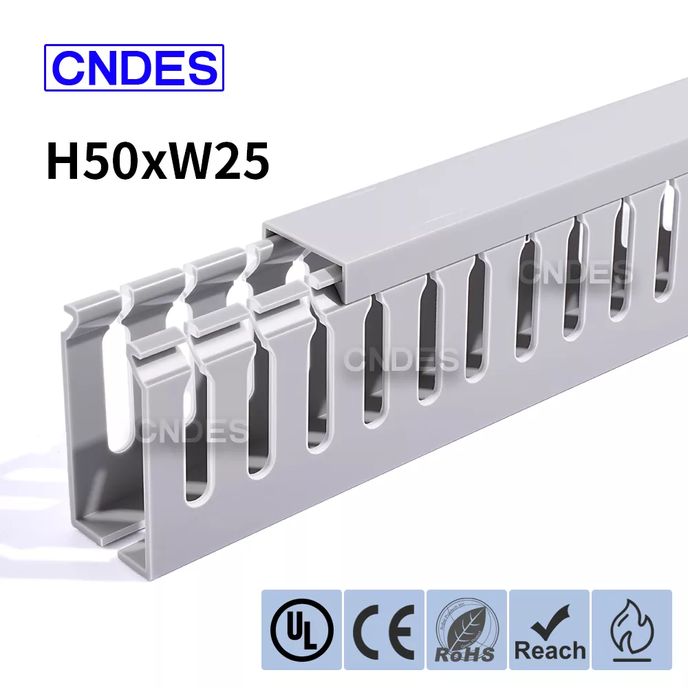 50×25mm स्लटेड PVC इलेक्ट्रिकल क्याबिनेट डक्ट
