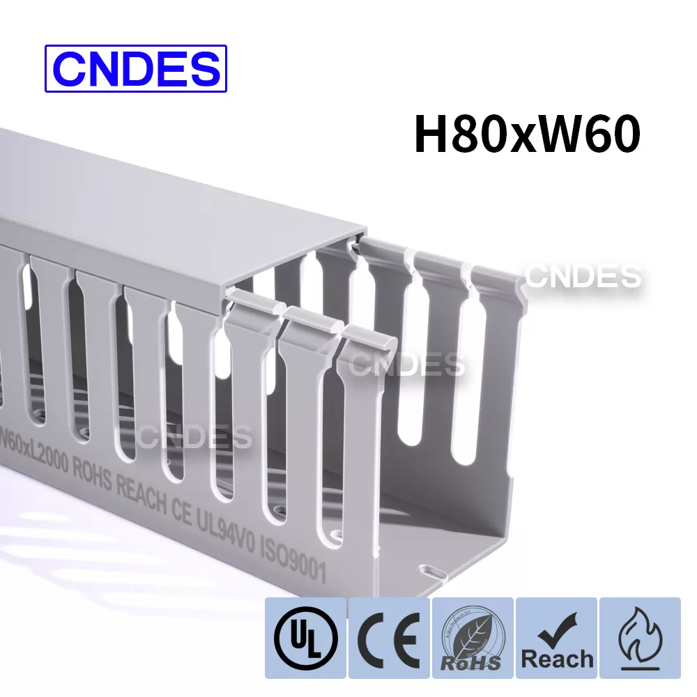 80×60 सूचीबद्ध स्लटेड PVC तारिङ डक्ट