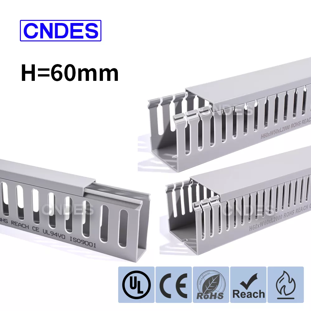 60mm उचाइ ग्रे स्लटेड PVC तारिङ डक्ट