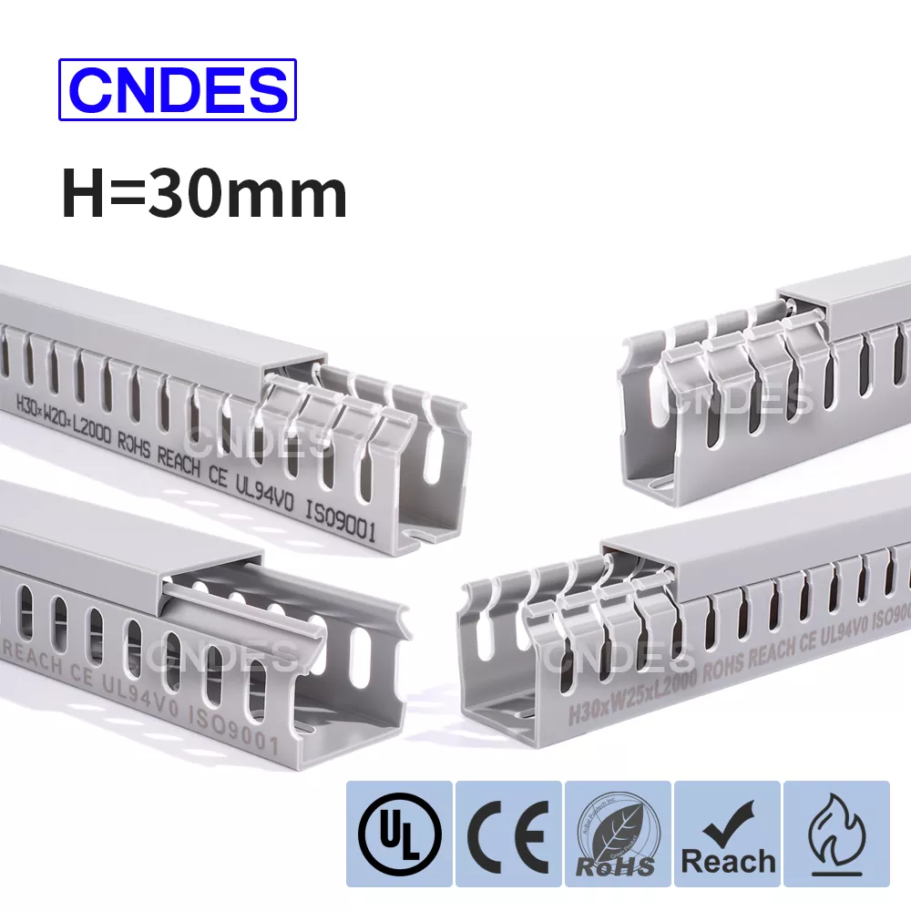 30mm उचाइ स्लटेड PVC केबल व्यवस्थापन डक्ट